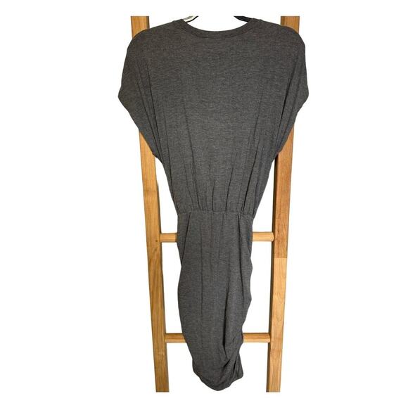 Frame NWT Shirred Muscle Dress Wrap Pull On Curve Hugging Mini Gray Size Large - Picture 6 of 11